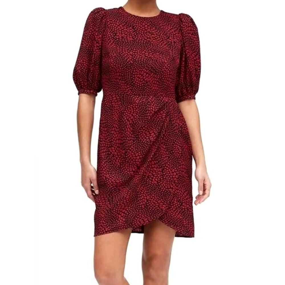 Banana Republic Red & Black Puff Sleeve Mini Dress Size 6